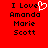 Red background with black pixelated text reading "I Love Amanda Marie Scott" and a white heart symbol replacing the 'o' in Love on the left side.
