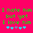 Green pixelated text on bright pink background reads "I hate him I hate him but yet but yet I love him I love him" with two of blue and gray heart symbols below