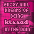 A static image of repeated text in pink and dark purple pixelated letters on a textured background.