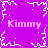 Purple background with white pixelated snowflake border and four instances of the word "Kimmy" in light purple text arranged around a central snowflake.