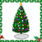 Two side-by-side pixelated Christmas trees with colorful ornaments, green borders, and holly accents on a white background.