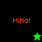 Four display 'MiNa!' text with a green star and black star icon on alternating backgrounds