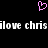 Pixelated pink heart symbol above white text reading 'ilove chris' on black background, with partial pixelation in the text.