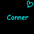 A static pixel art image with a cyan heart symbol above two identical 'Conner' text labels on black background.