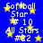 Blue background with yellow stars and white text reading Softball Star #10 All Stars #22 repeated in a pattern