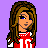 Pixel art contact sheet showing a female character in sports attire with visible belly button, wearing red and white crop top with number 10 and blue flared jeans against purple background.