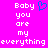 Pixelated text on bright pink background with blue heart symbol replacing 'I' in 'Baby', repeated twice side-by-side.