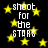 Black background with yellow stars and white text reading 'shoot for the STARS' in pixelated font, repeated across multiple instances of the icon.
