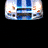 A 4-frame contact sheet of a pixelated animated icon featuring a blue and white sports car with orange taillights, transitioning from front view to side view, alongside a black-and-white portrait of a man's face.