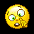 Pixelated yellow emoji with green eyes and brown eyebrows, showing two sequential expressions where the right hand moves from covering the mouth to resting on the chin.