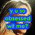 A four- of a woman with light brown hair against a dark background, each containing overlaid text in blue and green pixelated font