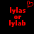 Red pixelated text 'lylas or lylab' on black background with a red heart symbol above the left side.
