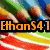 four identical showing a colorful striped background with pencils and text reading "EthanS41" in orange, yellow, green, and cyan