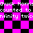 Pixelated text repeats 'Chuck Norris counted to infinity twice' over a shifting black and pink checkered background.