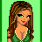 Pixel art contact sheet showing a green-dressed cartoon woman with long brown hair holding a checkered bag, accompanied by text reading "green with envy!" on a light green background.