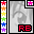 six pixelated icons with 'RB' text in different colors, each bordered by a rainbow star pattern on the left and top-right corner