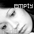 A grayscale of repeated facial close-ups with alternating text overlays reading 'empty' and 'inside'