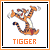 A 7-frame animated contact sheet showing a cartoon tiger character in various running poses with text "TIGGER" below each frame.
