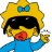 Pixelated character with yellow hair, black sunglasses, red mouth, blue shirt, and yellow star-shaped headpiece with blue gem.