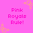 Static pink background with repeated 'Pink Royals Rule!' text and orange square corner decorations.