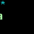 Animated sequence of green and cyan text 'allie' with star-like shapes on a black background, showing progressive letter formation.