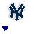 A pixelated dark blue 'NY' monogram with white highlights on a light background, accompanied by a solid dark blue heart icon below.