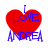Red heart-shaped icon with blue text "I LOVE ANDREA" overlaid, displayed in a