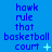 Blue background with repeated text 'hawkrulethatbasketballcourt' and small symbols changing across frames.