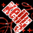 Six red and white pixelated Christmas stocking icons arranged in a 3x2 contact sheet with black background, each displaying different text patterns.
