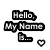 Pixelated text and heart symbols appear in a static image with a gray rectangle on the right side.