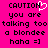 Pixelated text on bright pink background with a white heart symbol replacing the 'O' in 'CAUTION' on the left side.