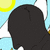 Pixelated cartoon character with black hair and white ears against a light blue background with yellow suns.
