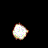 A 3x3 contact sheet of nine animated frames showing a pixelated explosion sequence with varying sizes and colors against black background.