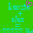 Green background with cyan text 'kenzie + alex = ???? 4' and a pink heart symbol above the first 'kenzie'.