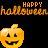 Animated Halloween-themed icon set featuring orange pumpkins with varied expressions and text elements on a black background.