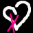 Nine white heart outlines with colored X marks on black background, one gray square in bottom-right corner.