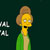 Yellow-skinned cartoon character with brown hair in a tall updo, wearing green dress, standing against dark background with white pixelated shapes on left.