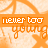 Static orange pattern with repeated text and star shapes on a light background.