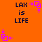 Orange background with dark blue text reading "LAX is LIFE" and pink pixelated square animations in four corners.