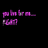 Pixelated purple text on black background with partial letterforms and a single gray pixel.