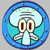 Circular blue icon with a light blue central figure having two large red eyes and a white body, surrounded by a blue ring.