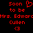 Red pixelated text on black background reads "Soon to be Mrs. Edwards Cullen" with heart and <3 symbols, two identical side-by-side versions of the same design.