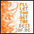 identical orange and white displays the text "I'LL LET YOU GET THE BEST OF ME" with a small black plus sign in different positions across frames