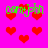 A static image with a bright pink background filled with red pixelated hearts and green text reading "osmzjoh" in multiple positions.