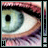 Animated contact sheet of a human eye with text fragments forming 'HELP ME' across frames, displayed in 3x3 grid layout on gray background.