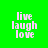 Green background with white text reading 'live laugh love' in four , each with a blue horizontal bar in different positions