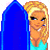 Pixelated cartoon woman in turquoise bikini peeking from behind blue door with hand on doorknob, visible across three animation frames showing partial body and pose changes.