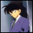 A 48x48 pixel animated contact sheet showing two frames of an anime-style character in a purple outfit with dark hair, alongside text reading "Anime IM" and "COM" on a black background.