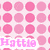 A grid of pink circular icons with varying shades on a light pink background, featuring pixelated text reading "Hittlo" at the bottom.