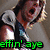 A person with long hair and a white shoulder pad wears dark clothing, mouth open in an expression of shouting or yelling across three color variations.